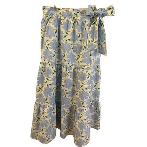 Who What Wear Blue Floral Midi Skirt
